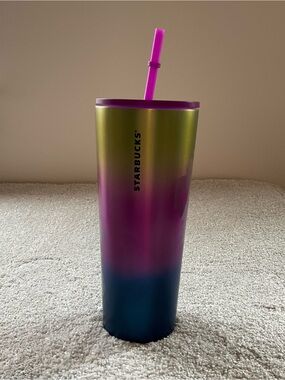 Starbucks 2022 Floral Rainbow Ombre Stainless Steel Tumbler - 24oz